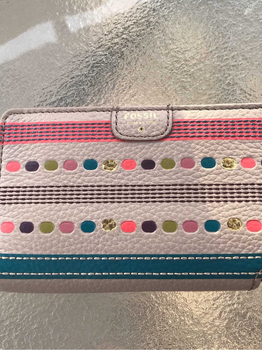 Fossil leather Colorful Polka Dot Women's Wallet